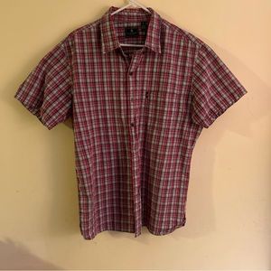 G.H. Bass & Co. Mens Sz XL Button-Down Short Sleeve Shirt, Red & Gray